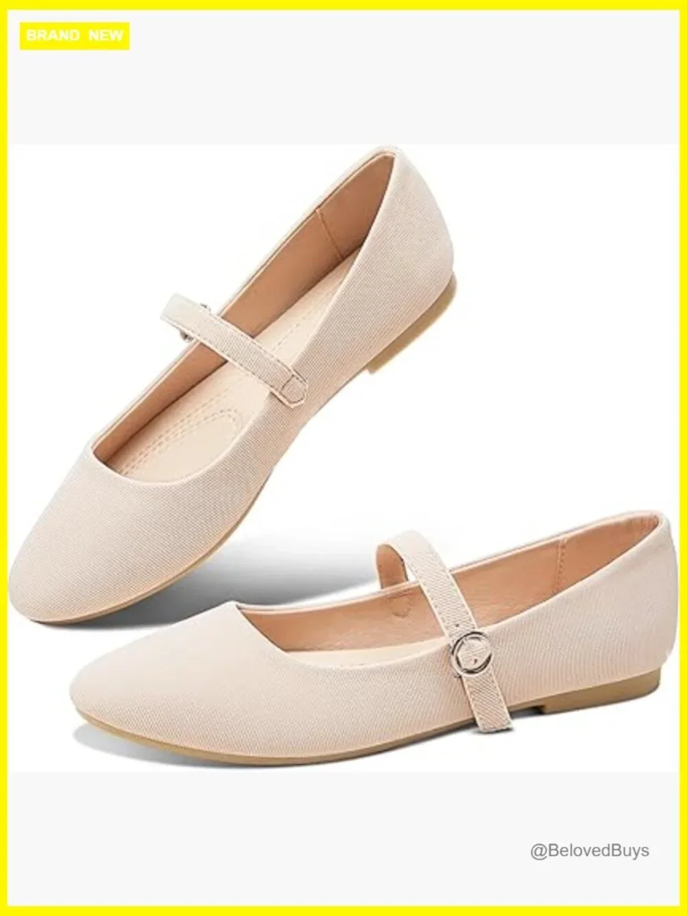 Mary Jane Flat Shoes Round Toe Ballet Flats for Women Dressy Fabric Business